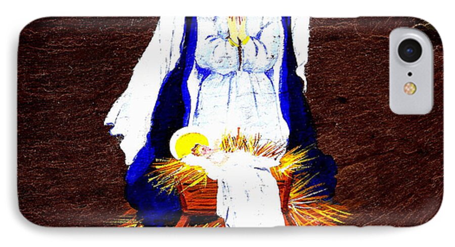 Jesus iPhone 7 Case featuring the painting The Manger by Ellen Canfield