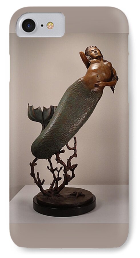 Mermaid iPhone 7 Case featuring the sculpture The Mermaid by Lisbeth Sabol