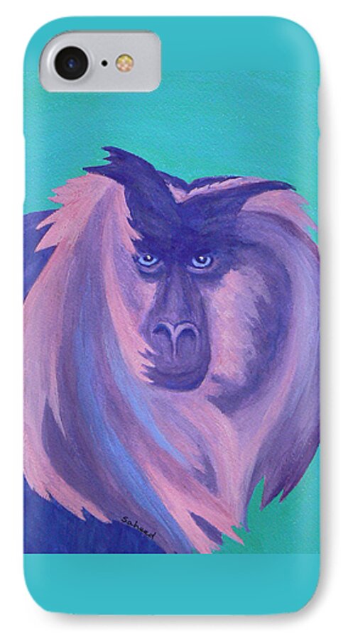 Monkey iPhone 7 Case featuring the painting The Monkey's Mane by Margaret Saheed