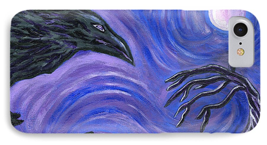 Raven iPhone 7 Case featuring the painting The Raven by Roz Abellera