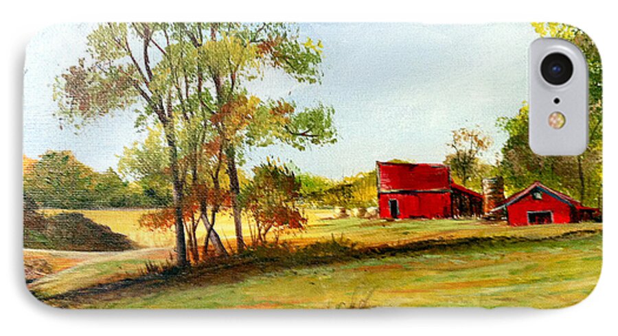 Barn iPhone 7 Case featuring the painting The Red Roof Farm by Dorothy Maier