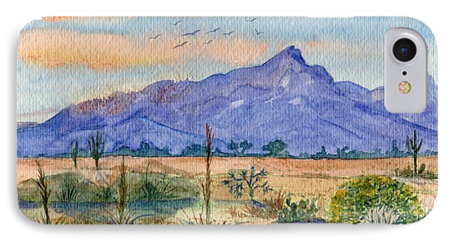 Arizona Landscape iPhone 7 Case featuring the painting The San Tans by Marilyn Smith