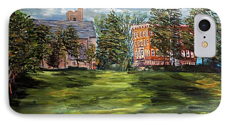 St. Lawrence University iPhone 7 Case featuring the painting The Scarlet and the Brown on a Cloudy Day in July by Denny Morreale