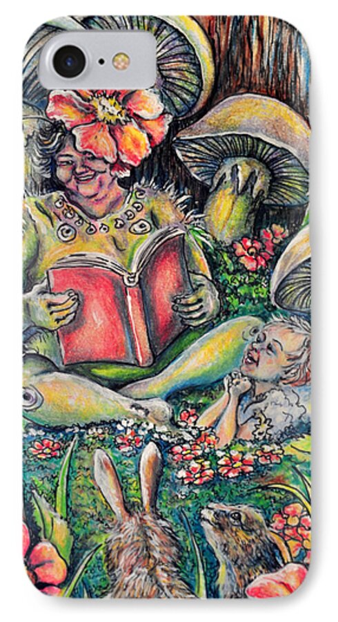 Caterpillar iPhone 7 Case featuring the drawing The Story Lady by Gail Butler