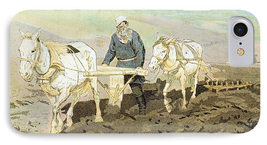 Tolstoi Labourant; Field; Plough; Peredvizhniki; Peredvizhniki Group iPhone 7 Case featuring the painting The writer Lev Nikolaevich Tolstoy by Ilya Repin