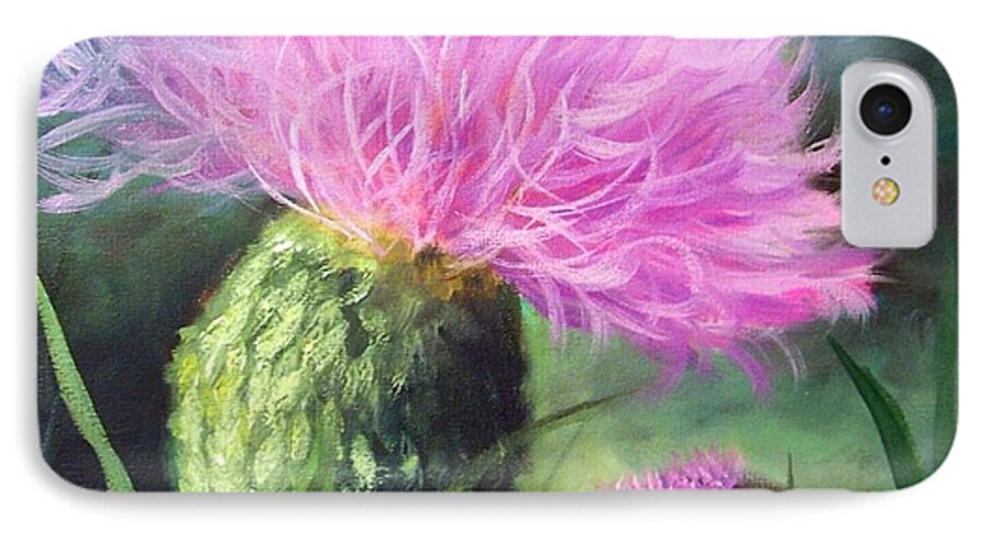 Thistle iPhone 7 Case featuring the painting Thistle by Cheri Wollenberg