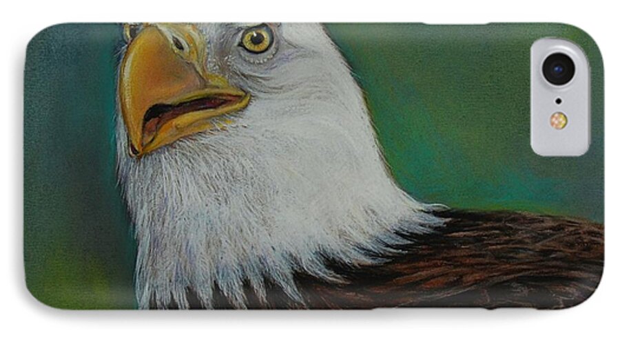 Bald Eagle iPhone 7 Case featuring the drawing Thunder by Jean Cormier
