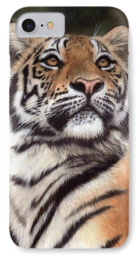 Tiger iPhone 7 Case featuring the painting Tiger Painting by Rachel Stribbling