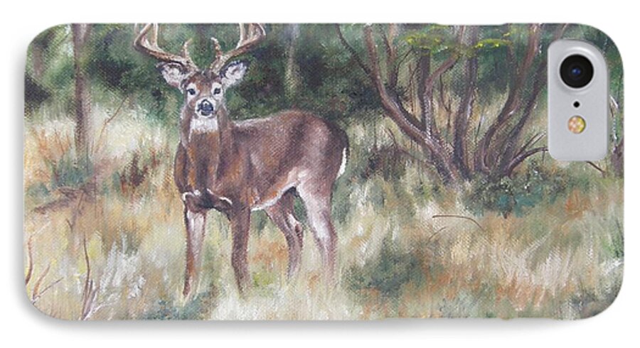 Deer iPhone 7 Case featuring the painting Too Tempting by Lori Brackett