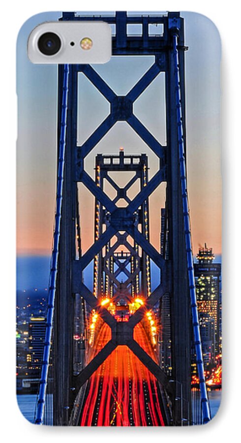 Bay Area iPhone 7 Case featuring the photograph Towers of the Bay Bridge Perfectly Aligned by Joel Thai