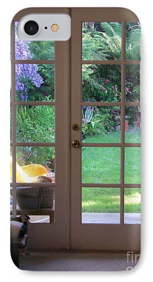 Tranquil iPhone 7 Case featuring the photograph Tranquility through French Doors by Bev Conover