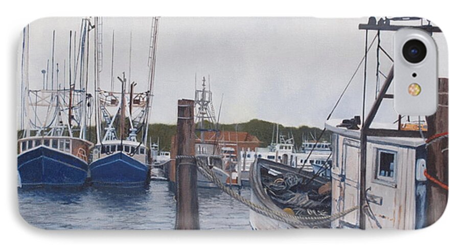 Montauk iPhone 7 Case featuring the painting Trawlers at Gosman's Dock Montauk by Barbara Barber