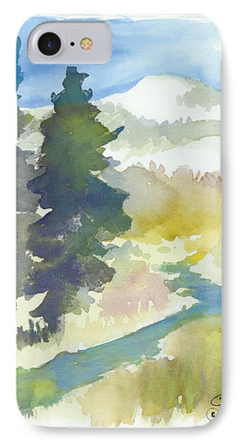 C Sitton Paintings iPhone 7 Case featuring the painting Trees by C Sitton