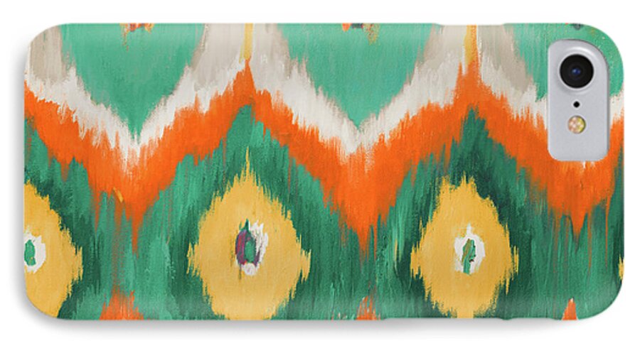 Tropical iPhone 7 Case featuring the painting Tropical Ikat II by Patricia Pinto