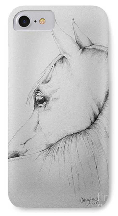 Horse iPhone 7 Case featuring the drawing Turning Back by Catherine Howley