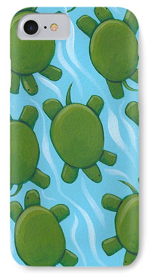 Turtle iPhone 7 Case featuring the painting Turtle Nursery Art by Christy Beckwith