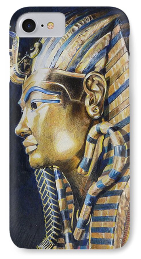 Mask iPhone 7 Case featuring the mixed media Tutankhamon by Constance Drescher