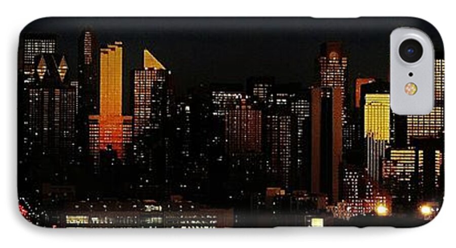Twilight iPhone 7 Case featuring the photograph Twilight Reflections on New York City by Lilliana Mendez