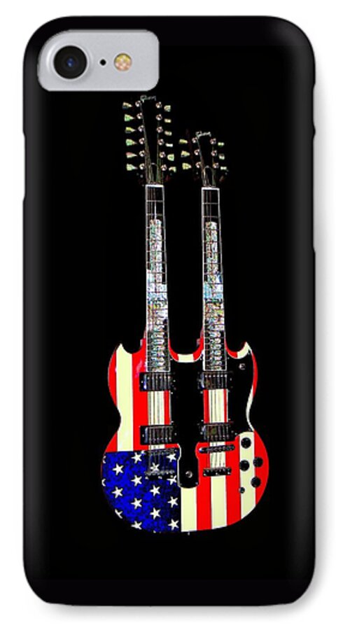 Us Flag Gibson Guitar iPhone 7 Case featuring the photograph U S Flag Gibson Guitar Poster by Jean Goodwin Brooks