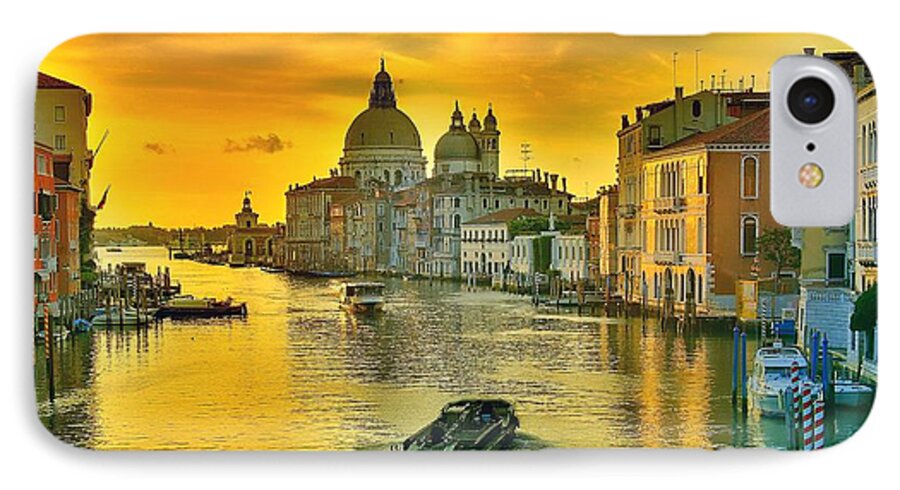 Venice 3 Hdr iPhone 7 Case featuring the photograph Golden Venice 3 HDR - Italy by Maciek Froncisz