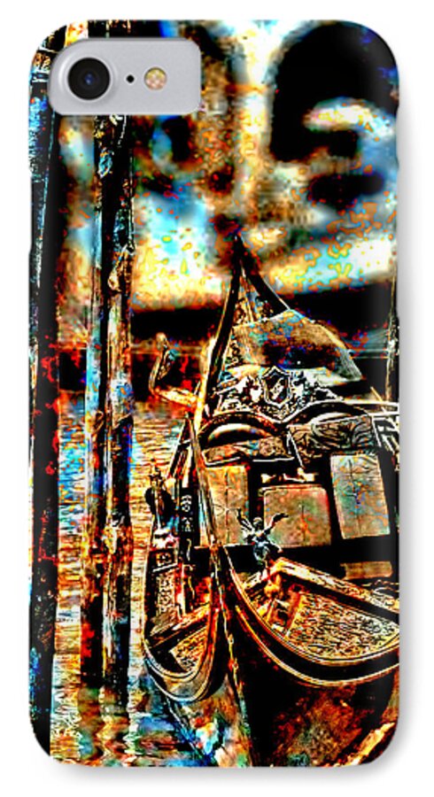 Gondola iPhone 7 Case featuring the digital art Venice in Grunge 3 by Greg Sharpe