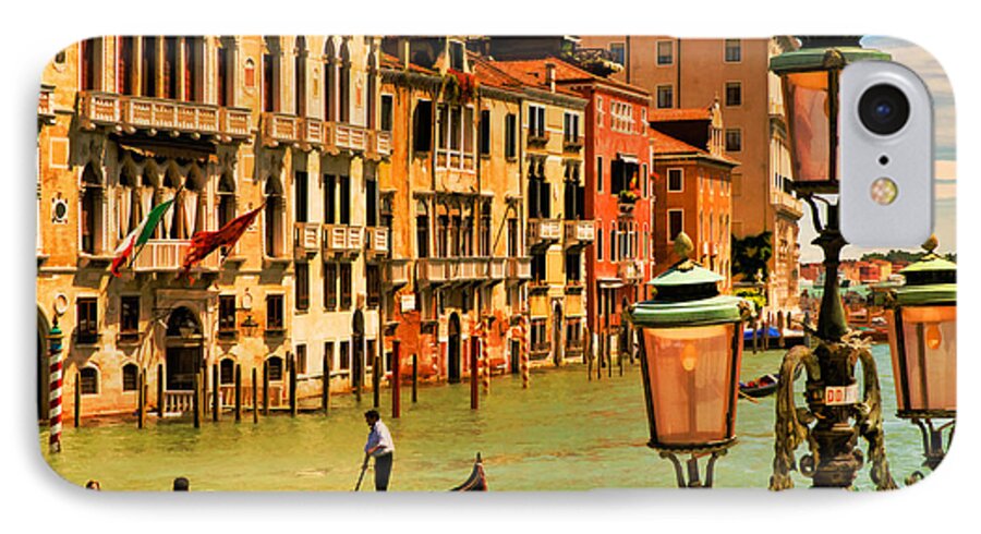 Venice iPhone 7 Case featuring the digital art Venice Street Lamp by Mick Burkey