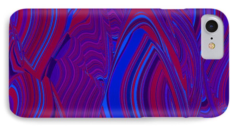 Vibration Wave Red Blue iPhone 7 Case featuring the digital art Vibration Wave by Phillip Mossbarger