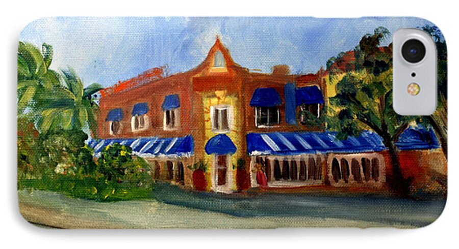 America iPhone 7 Case featuring the painting Vic and Angelos in Downtown Delray Beach by Donna Walsh