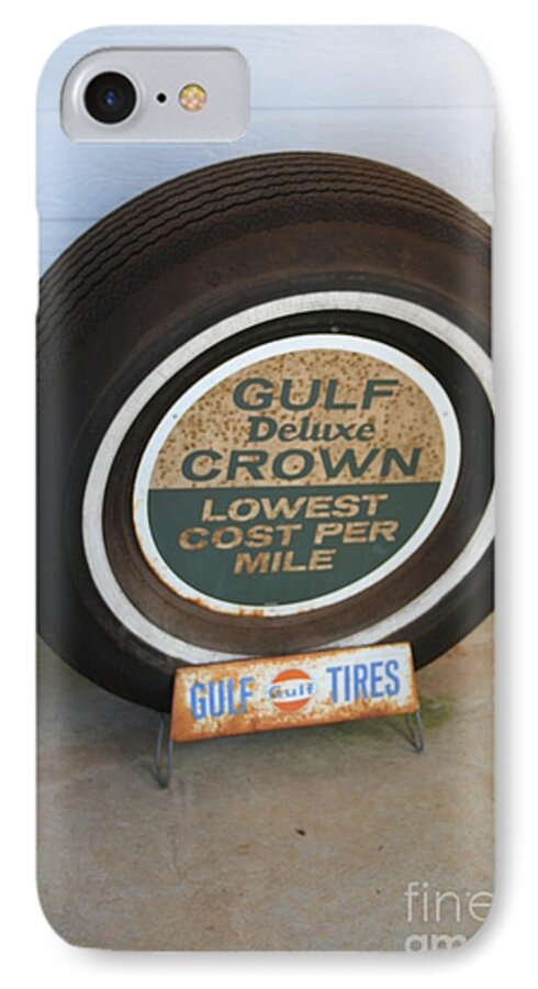 Tire iPhone 7 Case featuring the photograph Vintage Gulf Tire with Ad Plate by Lesa Fine