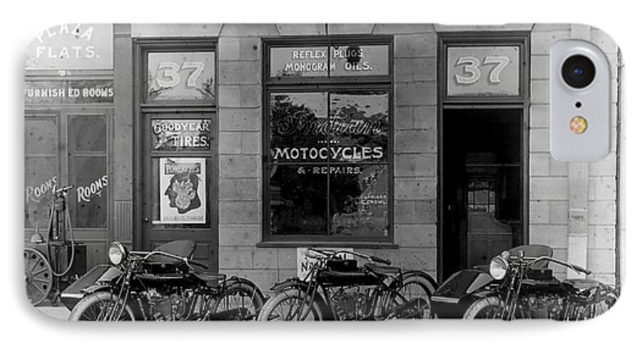 Vintage Motorcycle Dealership iPhone 7 Case featuring the photograph Vintage Motorcycle Dealership by Jon Neidert