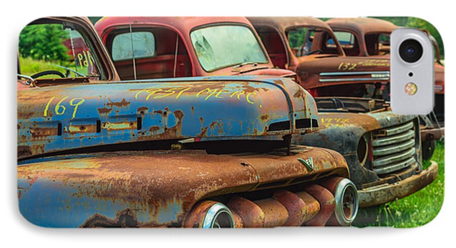  Truck Rusty Vintage Old Car Transportation Vehicle Pickup Antique Transport Rust Abandoned Metal Aged Automobile Auto Retro Classic Rusted Junk Farm Wheel Broken Rustic Rusting Forgotten Nostalgia Rural Wreck V8 Scrap James Canning Fine Art iPhone 7 Case featuring the photograph Vintage Trucks 2 by James Canning