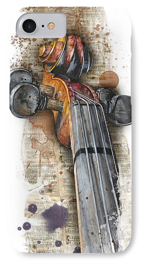 Aquarell iPhone 7 Case featuring the painting Violin 01 Elena Yakubovich by Elena Daniel Yakubovich