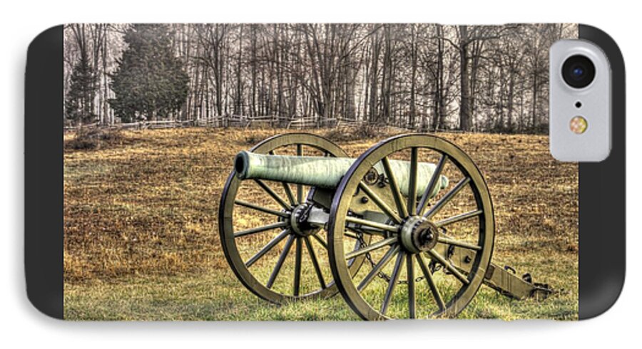 Civil War iPhone 7 Case featuring the photograph War Thunder - 1st New York Light Artillery-B1 Battery D The Wheatfield Late Winter Gettysburg by Michael Mazaika