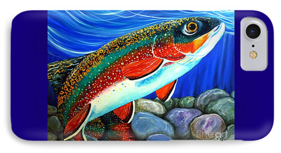 Fish iPhone 7 Case featuring the painting Brook Trout by Jackie Carpenter