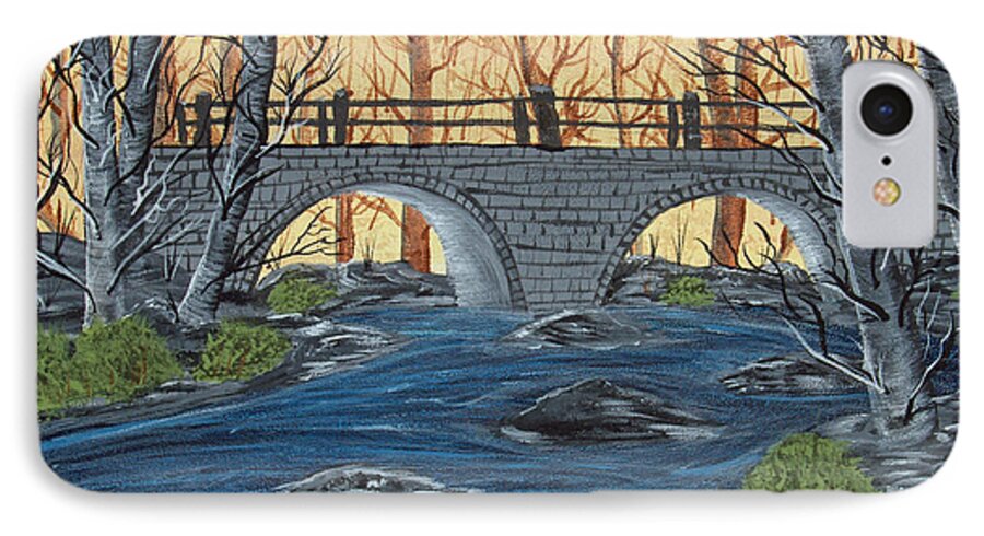 Landscape iPhone 7 Case featuring the painting Water under the Bridge by Brenda Brown