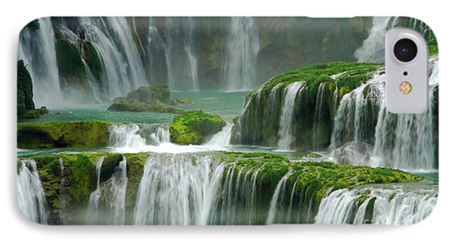 Waterfall iPhone 7 Case featuring the photograph Waterfall in Green by Charline Xia