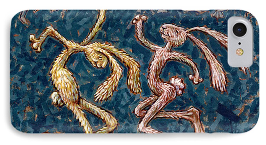 Rabbits iPhone 7 Case featuring the painting We Dance to Save the World by Holly Wood