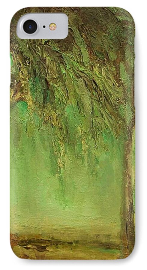 Landscape iPhone 7 Case featuring the painting Weeping Willow by Mary Wolf