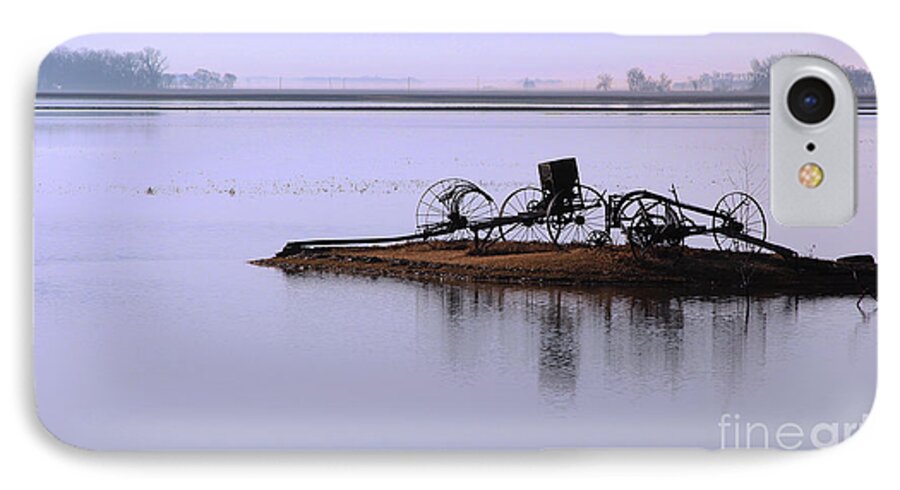Farm Equipment iPhone 7 Case featuring the photograph Wheat Field under Water by Steve Augustin