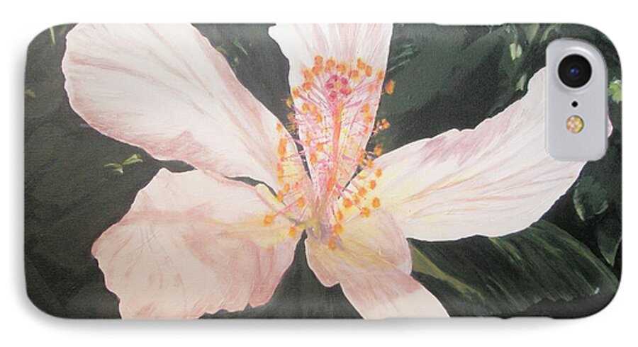 Hibiscus iPhone 7 Case featuring the painting White Hibiscus in Acrylic by Laura Toth