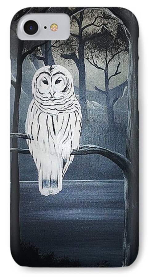 Pollution iPhone 7 Case featuring the painting White Owl by Edwin Alverio