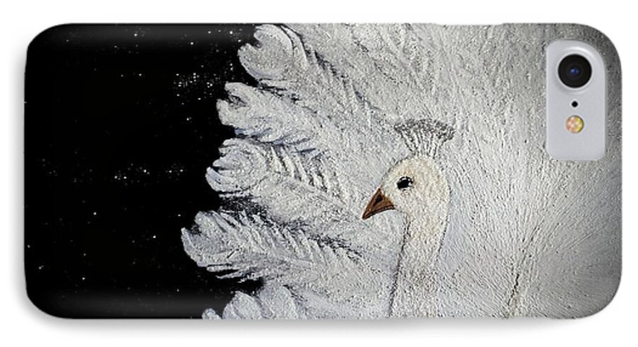 Jasna Gopic iPhone 7 Case featuring the painting White Peacock by Jasna Gopic