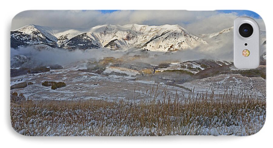Whiterock Mountain iPhone 7 Case featuring the photograph Whiterock Winter Mist by Kelly Black