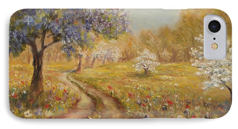 Luczay Fine Art iPhone 7 Case featuring the painting Wild garden path by Katalin Luczay