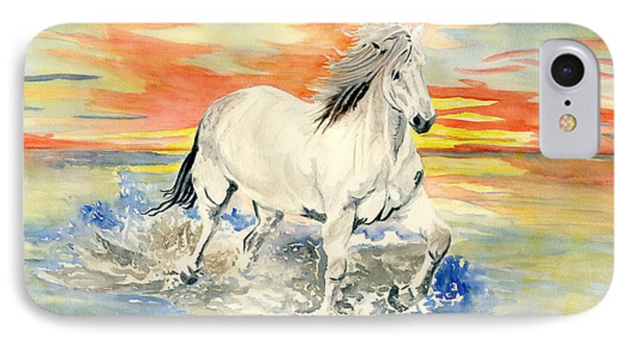 Wild White Horse iPhone 7 Case featuring the painting Wild White Horse by Melly Terpening