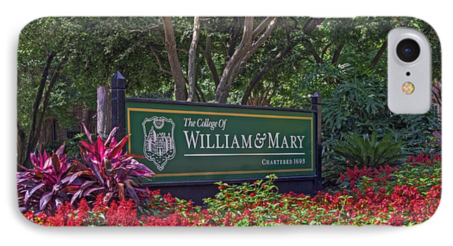 William & Mary iPhone 7 Case featuring the photograph William and Mary Welcome Sign by Jerry Gammon