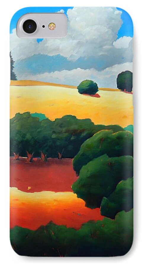 Landscape iPhone 7 Case featuring the painting Windy Hill Trip Panel 3 by Gary Coleman