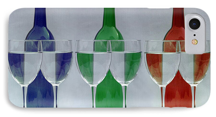 Wine Bottles iPhone 7 Case featuring the photograph Wine Bottles and Glasses Illusion by Jack Schultz