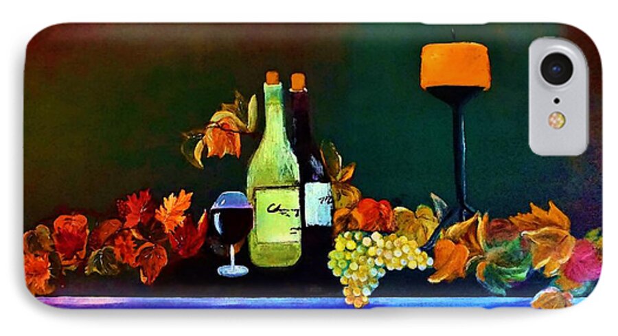Wine iPhone 7 Case featuring the painting Wine On The Mantel by Lisa Kaiser