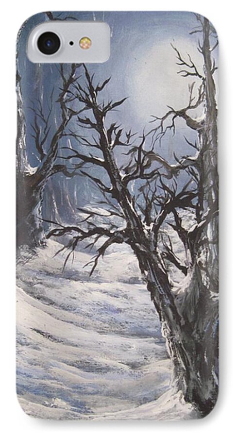 Winter iPhone 7 Case featuring the painting Winter eve by Megan Walsh
